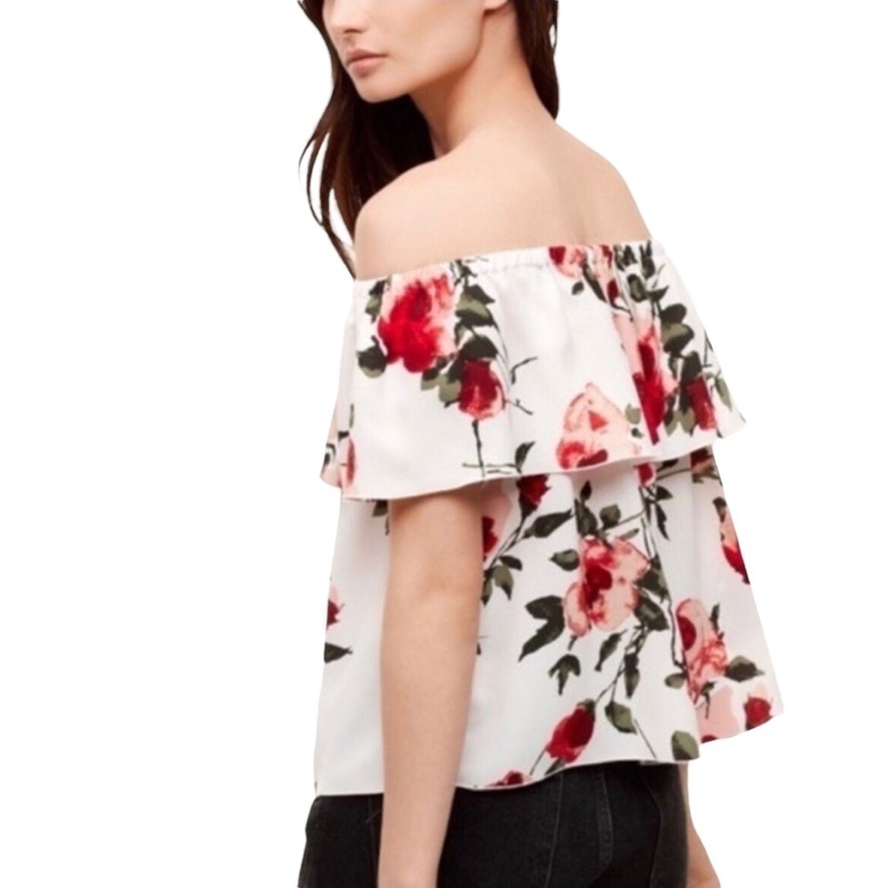 Wilfred Promener Blouse Floral Off The Shoulder Top Size Small Ruffle - Picture 2 of 14